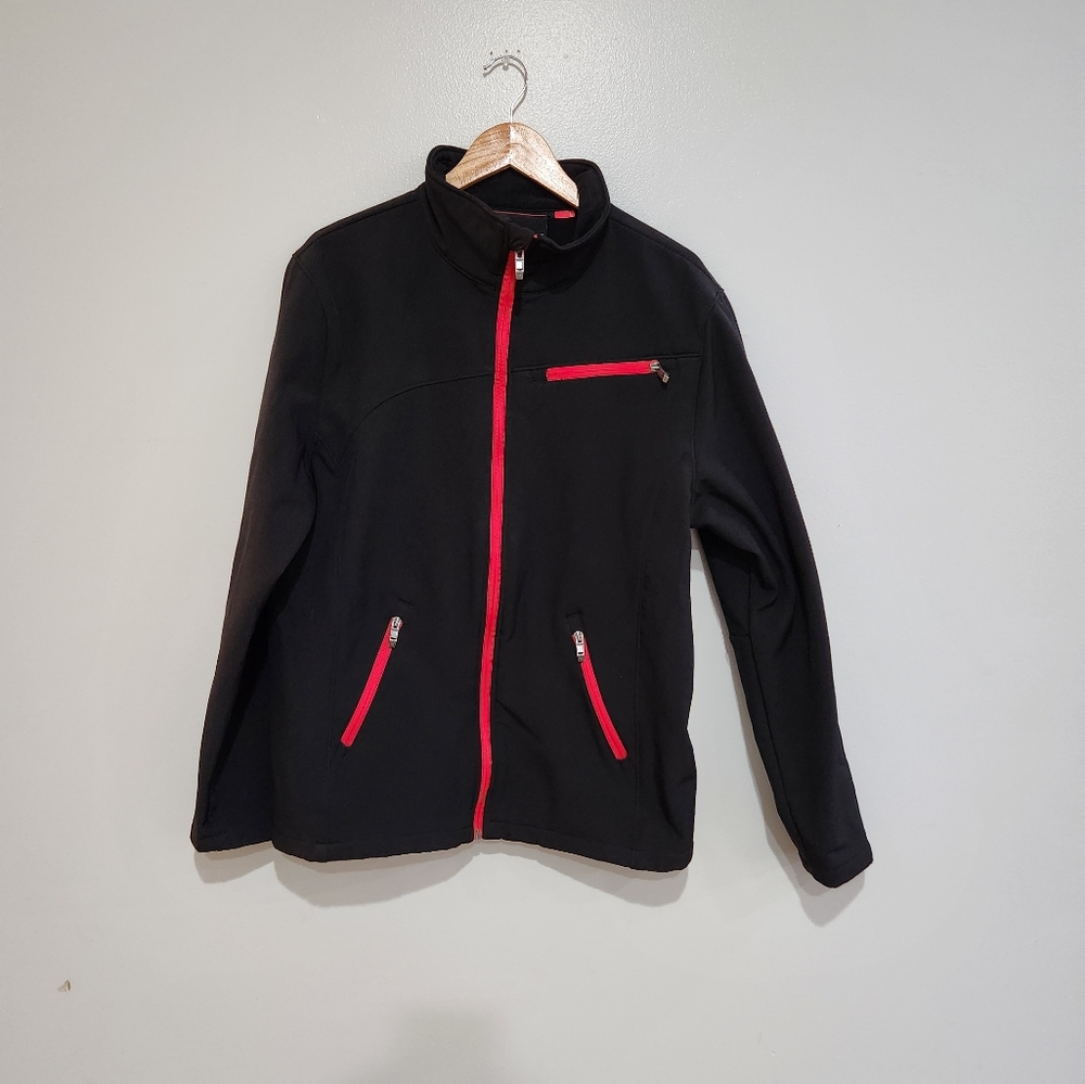Customized Spyder Transport Soft Shell, Zip-Up Men's Jacket, Size Large in black